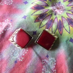 Large Sliver With Red Earring's